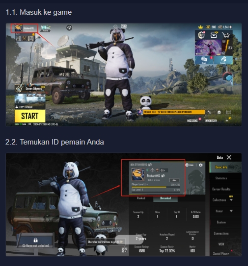 Panduan menemukan User ID PUBG Mobile