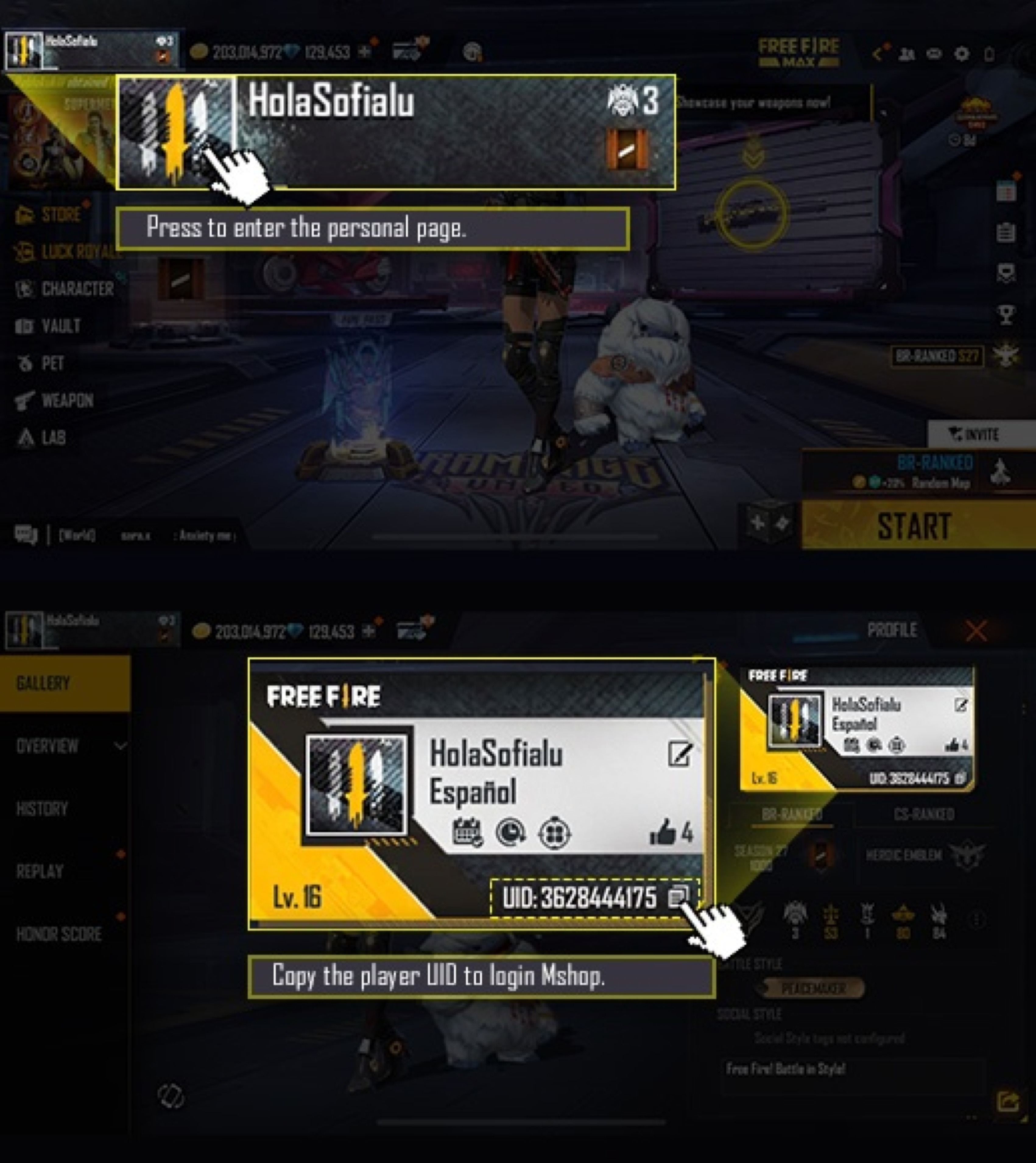 Panduan menemukan User ID Free Fire